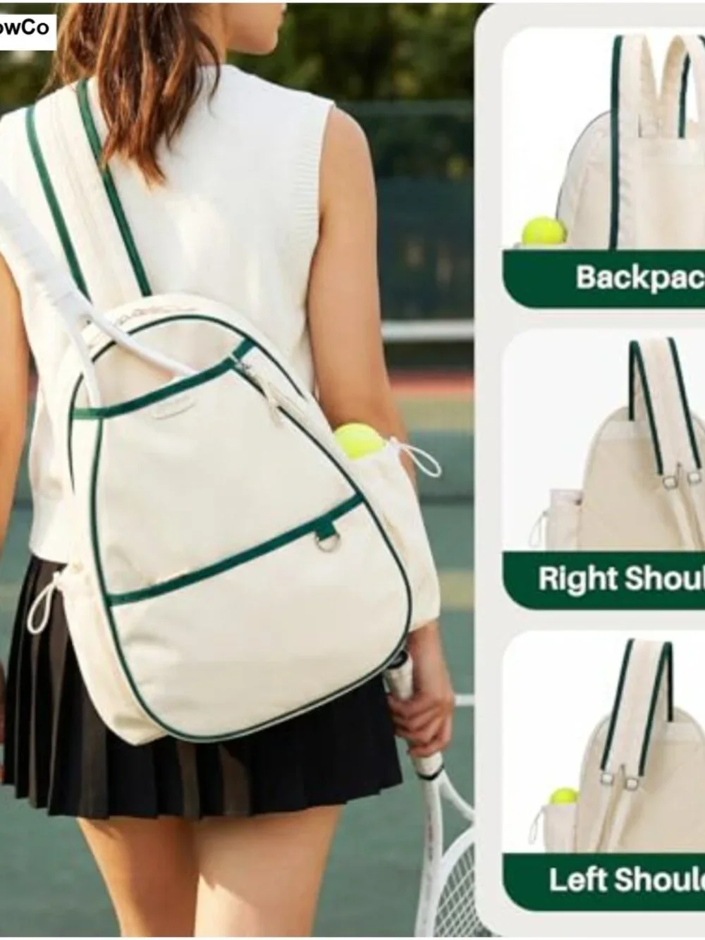 Convertible Sling Crossbody Tennis Backpack Women Waterproof Racket Bag